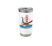 Dinosauro per bambini contro Golden Gate Bridge ~ brontosauro Bicchiere termico in acciaio inox doppia parete
