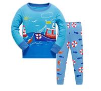 Dinosauro Pigiama Set Pigiama Bimbi Unisex Bambini Pigiamone Ragazzo Cotone Due Pezzi Impostato Bambini Boys Maniche Lunghe Homewear Lunghe Set Abito Casual Tuta Tutti in Un Pj (Z4-Sky Blue, 140)