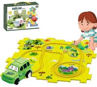 Dinosauro Puzzle Track Car Play Set, Puzzle di Plastica con Veicoli, Piste Auto per i Bambini, Giocattoli Regali per i Bambini Età 3-6, Bomboniere del Partito dei Bambini