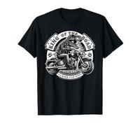 Dinosauro Ribelle - T-Rex Biker King of The Road Emblem Graphic Maglietta