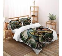 dinosauro T-Rex 3 Pezzi Copripiumino Con Stampa animale animale di carteone animatoe 3D Fibra Super Morbida Con Federe Per Ragazzi E Ragazze King Size Double(200x200cm)