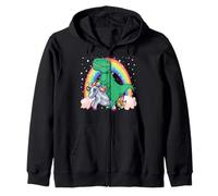 Dinosauro T Rex Che cavalca Unicorno Palloncino Arcobaleno Felpa con Cappuccio