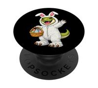 Dinosauro T-Rex nei panni del coniglietto pasquale, divertente e carino per ragazzi e bambine PopSockets PopGrip Adesivo