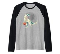 Dinosauro T Rex Zucca Scheletro Halloween Bambini Ragazzi Maglia con Maniche Raglan
