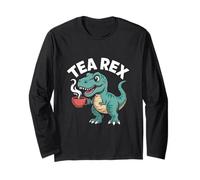 Dinosauro Tea Rex con tazza di tè divertente Maglia a Manica