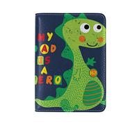 Dinosauro Verde Bambino Copertura del Titolare di un Porta Passaporto Custodia in Vera per Viaggio Pelle Uomo Donna