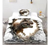 Dinosauroo rotto Set Di Biancheria Da Letto 2 Pezzi Con Stampa 3D Animal Theme Copripiumino Con 1 Federe Con Federe in Microfibra Ultra Morbida Single(135x200cm)