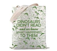 Dinosaurs Didn't Read And We Know What Happened To Them Tote Bag Dinosaur Reading, I dinosauri non leggevano la borsa