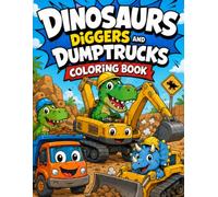 Dinosaurs, Diggers & Dump Trucks Coloring Book: Cute Dinosaur and Construction Truck Coloring Pages for Kids Ages 3-6 | Fun, Simple Designs for Boys and Girls