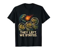 Dinosaurs in Space Watching Meteor Hit Earth Scene Maglietta