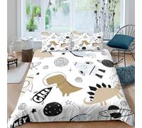 Dinosaurs in spaceSet Di Copripiumino morbida microfibra 3 Pezzi stampa di 3D con cerniera Kids cartoon pattern copripiumino con federa soffice ultra morbido e traspirante for bambini King（220x240cm）