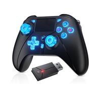 Dinosoo Controller wireless RGB per PS5 con luce LED, compatibile con Playstation 5|Playstation 4|PC, supporta Remap e Turbo regolabile, supporto per funzioni complete, con adattatore da 2,4 g