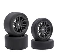 DINOWIN Confezione da 4 pneumatici in gomma e cerchioni, adatti per auto 1/24 Losi Micro-B e 1/28 Losi Micro-T WL-Toys 244016 Drift-RC, ricambi di ricambio (Losi Micro-B Nero)