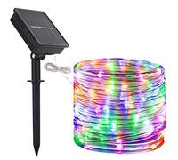 DINOWIN Luci Solari Esterno 10m 100 LED Impermeabile Catena Luminosa Esterno Filo Luci Led Luce Della corda a Led Decorative per Festa, Giardino, Natale, Halloween, Multicolore