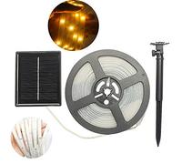 DINOWIN Striscia di luci LED per esterni, impermeabile, ad energia solare, 5 m, flessibile, SMD2835, 100 LED, illuminazione per cucina, camera da letto, teatro, festa (Warm White)
