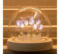 DINOWIN Tulipano Luci Notturne DIY Tulip Fiore Lampada Kit per Ragazze LED Lampada da Comodino Arti e Mestieri Camera da Letto Ornamenti per Bambini Compleanno Natale (13 Tulipani, Viola)
