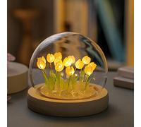 DINOWIN Tulipano Luci Notturne DIY Tulip Fiore Lampada Kit per Ragazze LED Lampada da Comodino Arti e Mestieri Camera da Letto Ornamenti per Bambini Compleanno Natale (20 Tulipani, Giallo)