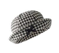 DINSOAVR Cappello alla moda con fiocco, a scacchi, per adulti e ragazzi, accattivante cappello da pescatore, cappello alla moda per vacanze, cappello da sole da spiaggia