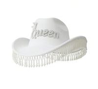 DINSOAVR Cappello, cappello da sposa Panama con perle con nappe cappello a torta di maiale con perline a mano cappello panama con nappe per festival musicali