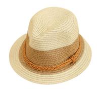 DINSOAVR Cappello, cappello di paglia occidentale intrecciato a mano cappello da sole traspirante cappello britannico elegante cintura intrecciata cappello di paglia