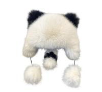 DINSOAVR Cappello peloso morbido con orecchie da orso cappello scuro per donne inverno ciclismo arrampicata sci pelliccia orso cappello fodera spessa