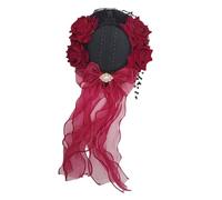 DINSOAVR Copricapo, fermaglio piatto per capelli a forma di fiore, unico per Halloween, mazzi di capelli con clip, elegante fiore in pizzo, accessorio per foto