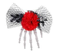 DINSOAVR Copricapo, fermaglio piatto per capelli a forma di fiore, unico per Halloween, mazzi, elegante fermaglio per capelli con ragni e fiori, accessorio per foto