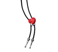 DINSOAVR Cravatte, collari falsi, unisex corda in pelle intrecciata con ciondolo a forma di cuore rosa per collana country fashion western regolabile cravatta