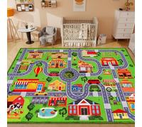 DINSUMRUG Tappeto da gioco per bambini, tappetino da gioco per auto, extra antiscivolo, motivo stradale e mappa della città, tappetino educativo, per auto, stanza dei giochi, camera dei ragazzi e aule