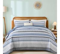 Dintszyayue Trapunta king size, 3 pezzi, stile bohémien, a righe, per letto king size, in morbida microfibra leggera, set di biancheria da letto per tutte le stagioni, con 2 federe