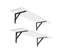 DINZI LVJ Set di 2 mensole lunghe da parete, 24 cm, bianche, facili da installare, con staffe in metallo robusto, per soggiorno, bagno, camera da letto, cucina, bianco