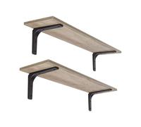 DINZI LVJ Set di 2 mensole lunghe da parete, da 31,5 cm, facili da installare, con staffe in metallo robusto, per soggiorno, bagno, camera da letto, cucina, Greige