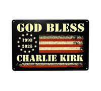 Dio benedica Charlie Kirk Targa in latta 8x12 pollici Prega per Charlie Kirk 1993 2025 Targa decorativa in metallo retrò da parete