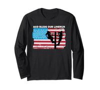 Dio benedica i Nostri guardalinee USA Flag Line Workers Pride Lineman Maglia a Manica