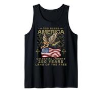 Dio benedica l'America Celestial Liberty Patriotic 250 Years USA Canotta