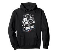 Dio benedica l'America e Donuts Patriotic Dessert Pride Felpa con Cappuccio