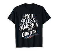 Dio benedica l'America e Donuts Patriotic Dessert Pride Maglietta