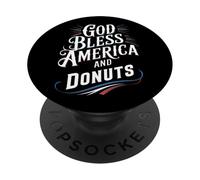 Dio benedica l'America e Donuts Patriotic Dessert Pride PopSockets PopGrip Adesivo