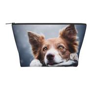 Dio Brown Border Collie Bokeh Con Gli Occhi Gialli, Borsa da toilette Borsa per trucco Borsa per cosmetici Borsa da toilette da viaggio portatile