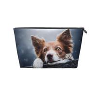 Dio Brown Border Collie Bokeh Con Gli Occhi Gialli, Borsa da toilette Borsa per trucco Borsa per cosmetici Borsa da toilette da viaggio portatile