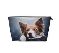 Dio Brown Border Collie Bokeh Con Gli Occhi Gialli, Borsa per il trucco Borsa per cosmetici Borsa da toilette da viaggio portatile Borsa da toilette