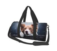Dio Brown Border Collie Bokeh Con Gli Occhi Gialli, Borsone da viaggio di grande capacità Borsa rotonda Borsa da viaggio sportiva Borsa da viaggio Borsa da fitness