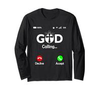 Dio Chiama Lo Schermo del Telefono Umorismo Religioso Cristiano Maglia a Manica