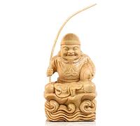 Dio della ricchezza, protettore di Ebisu, Statue di Buddha Sculture in Legno Ornamenti Ebisu La Nascita di Una Piccola Statua (H6cm×L3.5cm×W3cm) (Legno)