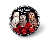 Dio dice che sei un gufo Spilla rotonda Spilla da bavero Distintivo Abbigliamento Cappelli Decorazione per Donne Uomini Regali