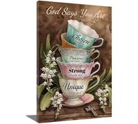 Dio Dice Che Sei Un Poster E Una Stampa D'Arte Cristiana Motivazionale, Citazioni Bibliche Sui Fiori, Cartello Per Caffè E Tè, Stampe Su Tela 50x70 Cm Senza Cornice