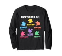 Dio Dice Che Sono Cristiano Autistico Bambino Puzzle versi biblici Maglia a Manica