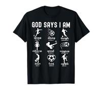 Dio dice che sono cristiano Bibbia versetto giocatore di calcio religioso Maglietta
