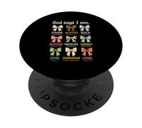 Dio dice che sono cristiano Citazione Bibbia Versetto Scrittura Cristo PopSockets PopGrip Adesivo