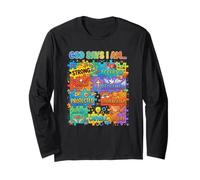 Dio Dice Che Sono Cristiano consapevolezza autismo Puzzle Fede Maglia a Manica